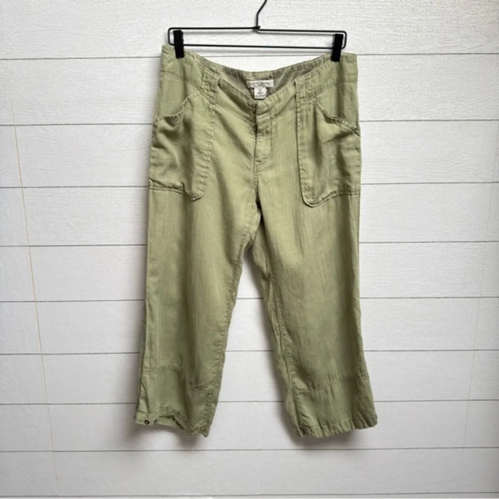Banana Republic | Olive Green Wide Leg Linen Pants | Size 10